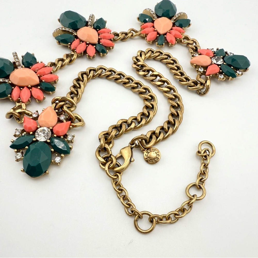 J. Crew Coral and Deep Blue Floral Necklace - Picture 9 of 11